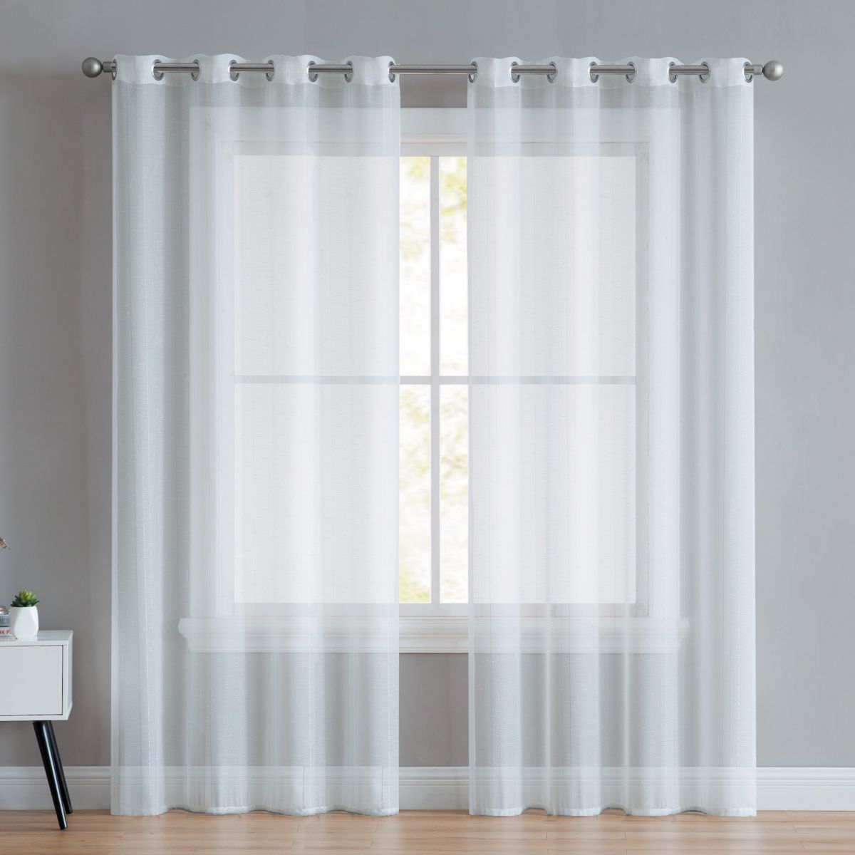 VCNY Home Martina Metallic Grommet Sheer 2 Window Curtain Panels VCNY HOME