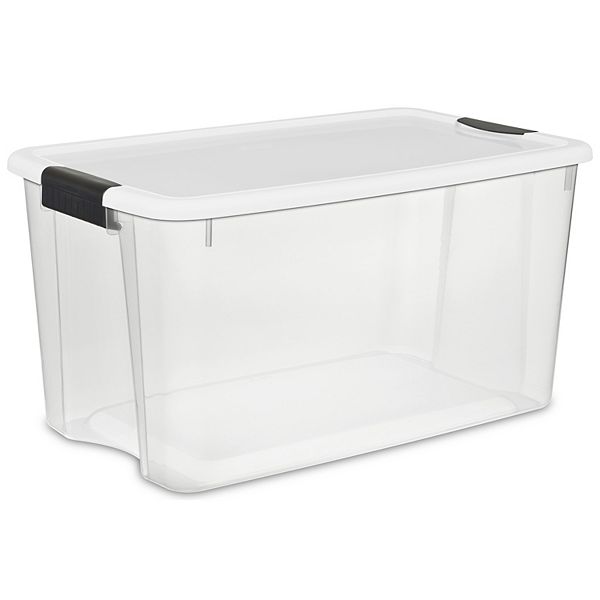 Sterilite 70 Qt Clear Plastic Stackable Storage Bin with Latching Lid, (4 Pack) Sterilite