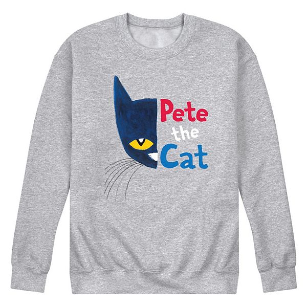 Мужское флисовое худи с принтом Pete the Cat и надписью, круглый вырез, длинные рукава Pete the Cat