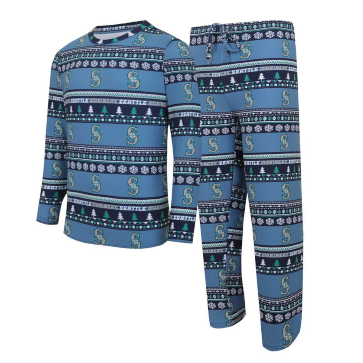 Men's Concepts Sport Navy Seattle Mariners Knit Ugly Sweater Long Sleeve Top & Pants Set Unbranded