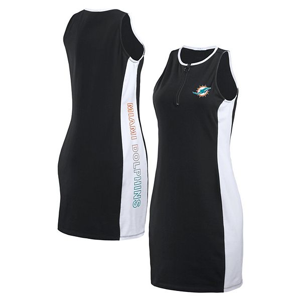 Women's WEAR by Erin Andrews Black Miami Dolphins Bodyframing Tank Dress WEAR by Erin Andrews