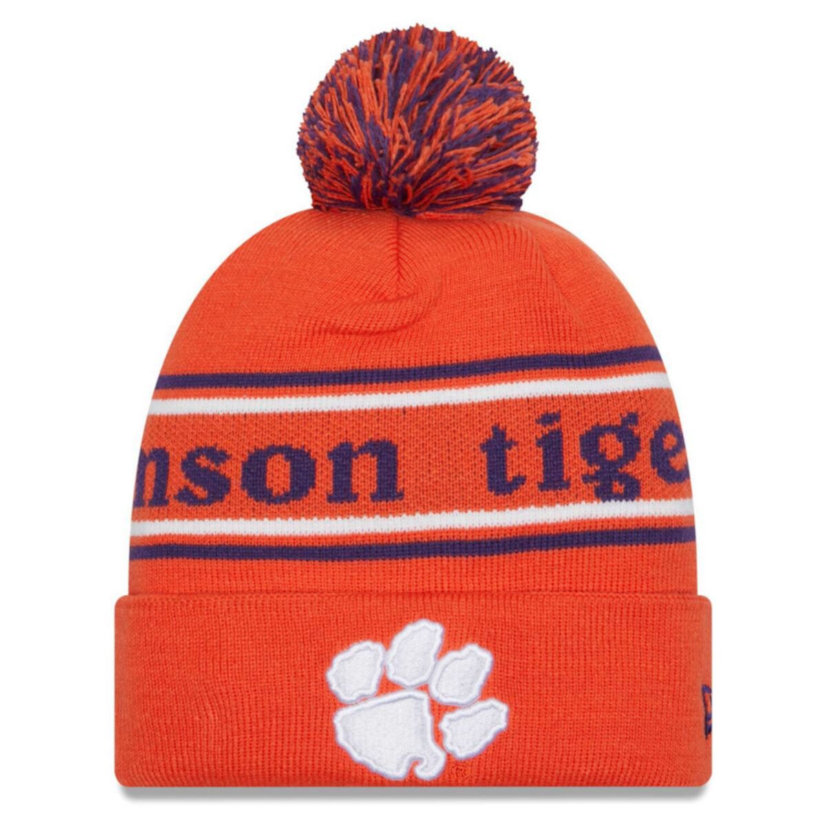Men's New Era Orange Clemson Tigers Marquee Cuffed Knit Hat with Pom New Era
