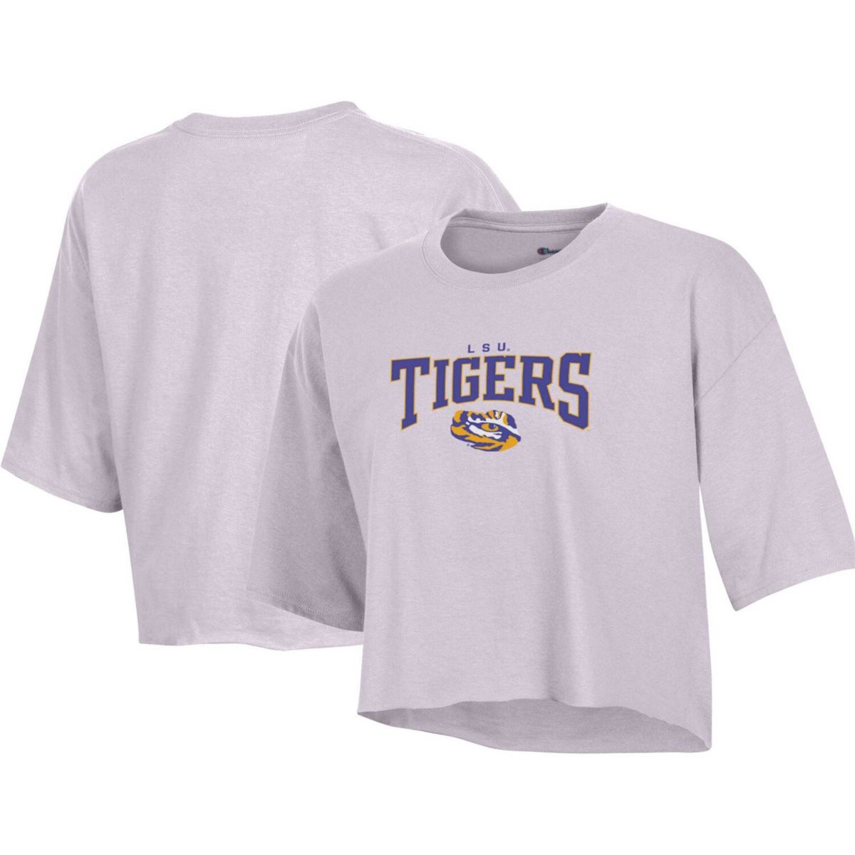 Women's Champion Lavender LSU Tigers Boyfriend Cropped T-Shirt Champion