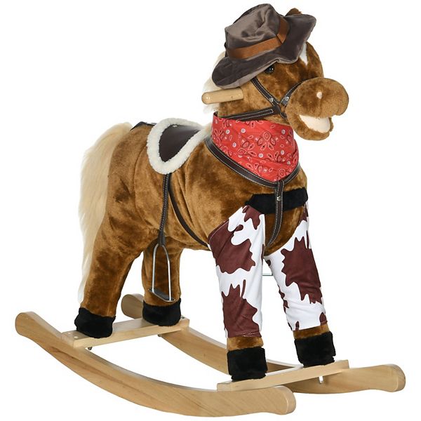 Baby Rocking Horse, Large Riding Horse W/ Realistic Sound, Saddle Qaba