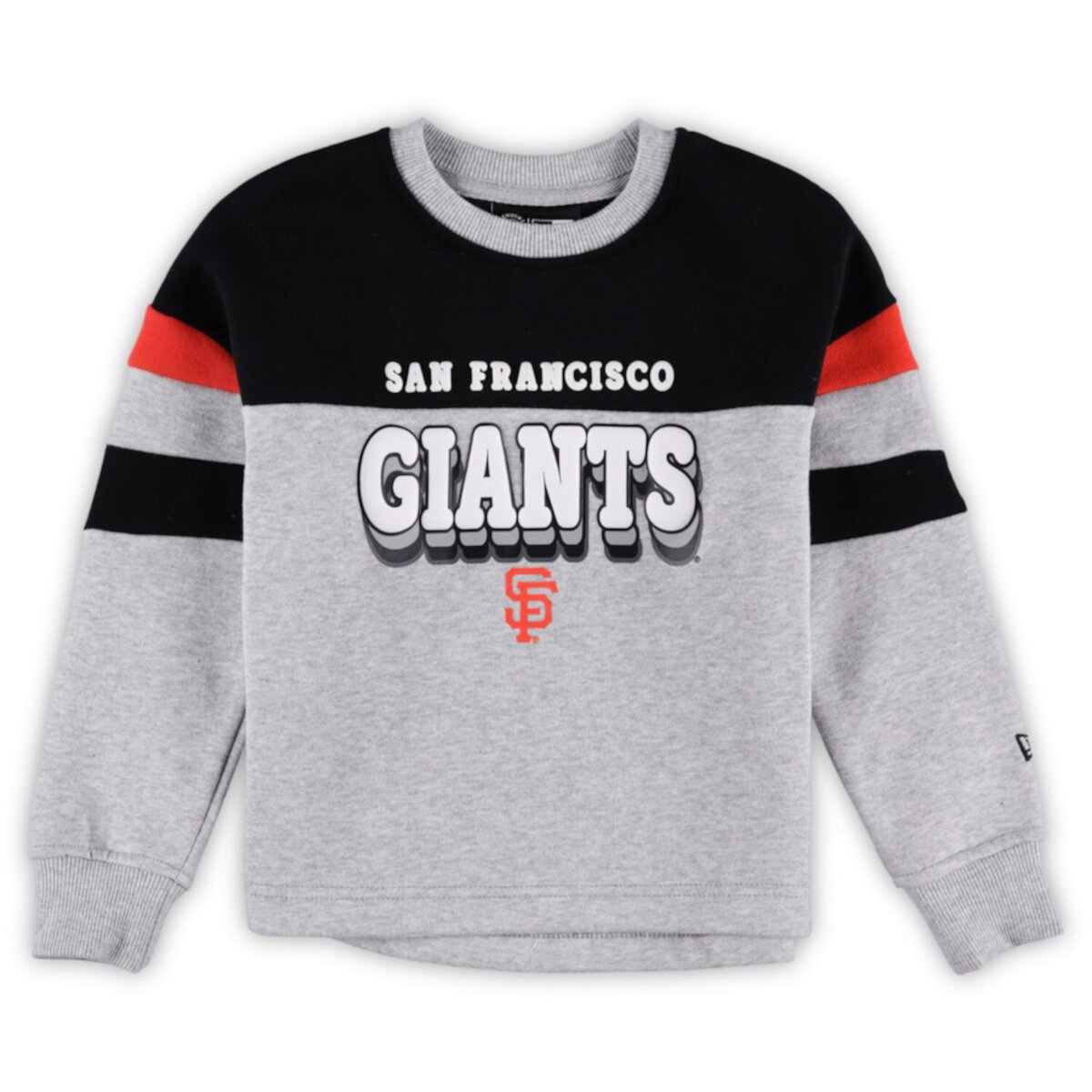 Girls Youth New Era Gray San Francisco Giants Colorblock Pullover Sweatshirt New Era