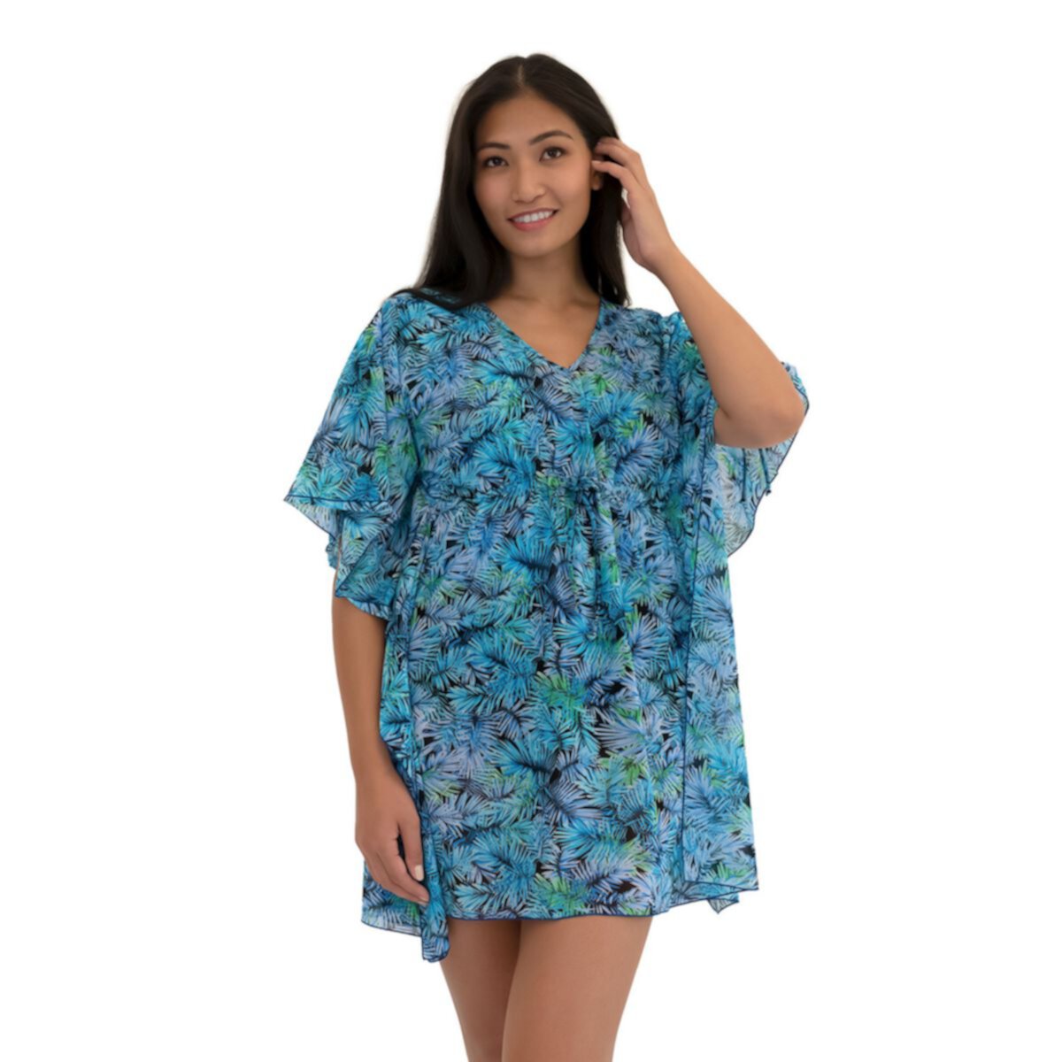 Women's A Shore Fit Beyond Eden Mesh Fit 4 All Solutions V Neck Drawstring Swim Cover Up A Shore Fit