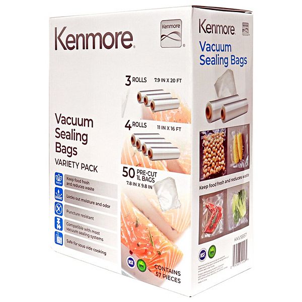 Kenmore Variety Pack with 7 Rolls and 50 Quart Bags Kenmore