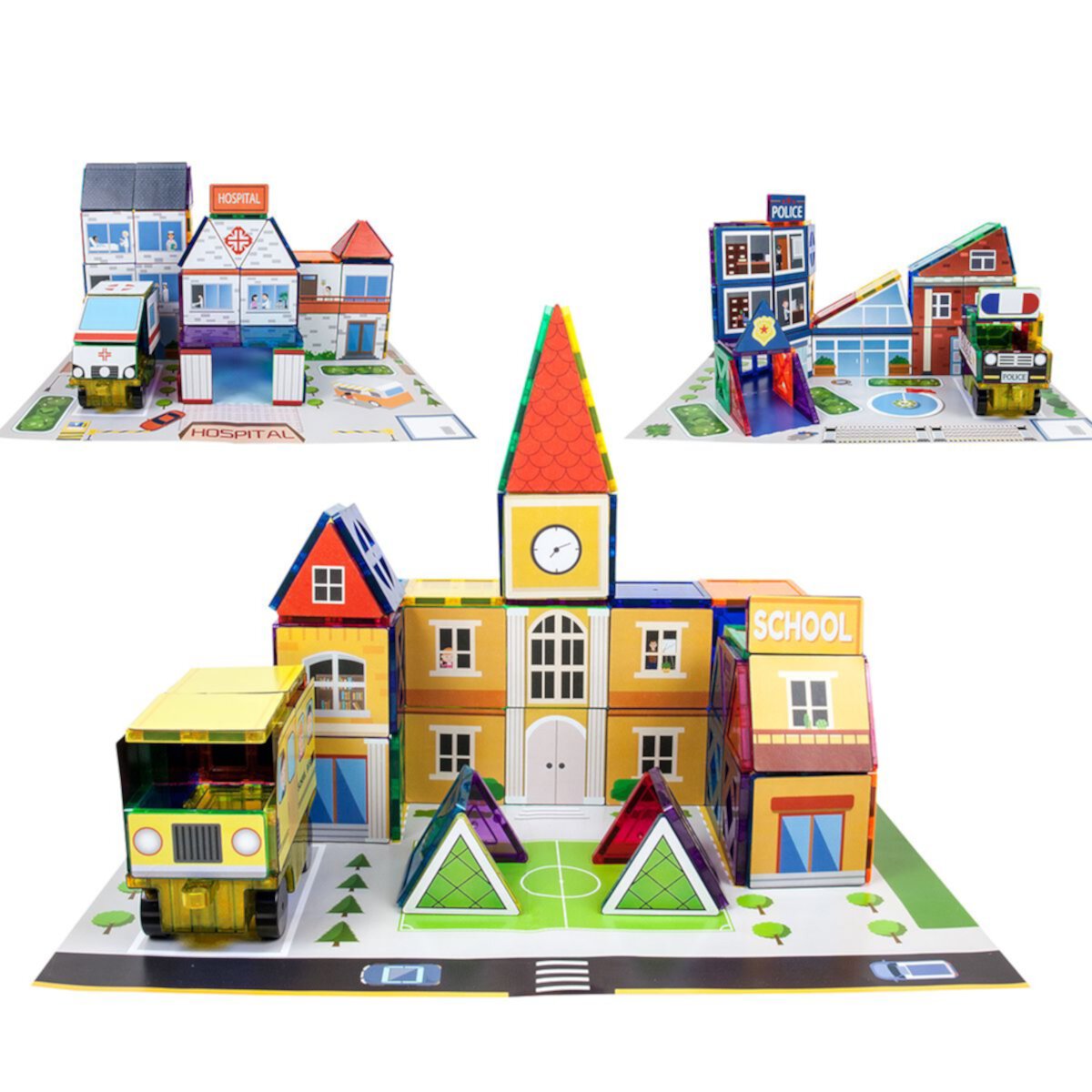 150 Piece School, Hospital, and Police Station Theme Set PicassoTiles