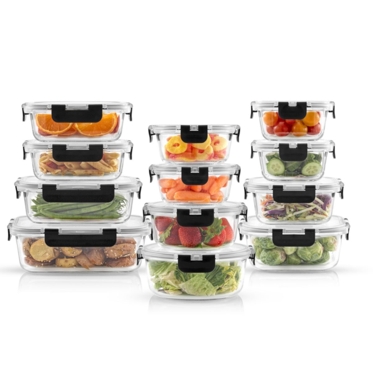 JoyJolt 24-Piece Glass Storage Containers with Leakproof Lids Set JoyJolt