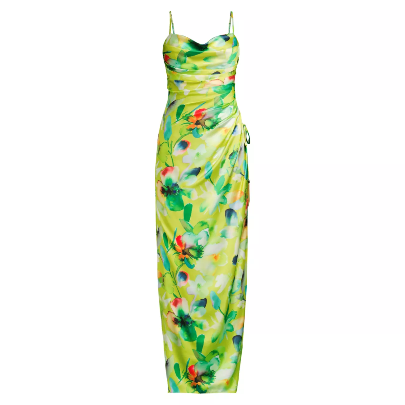 Floral Ruched Sateen Column Gown Liv Foster