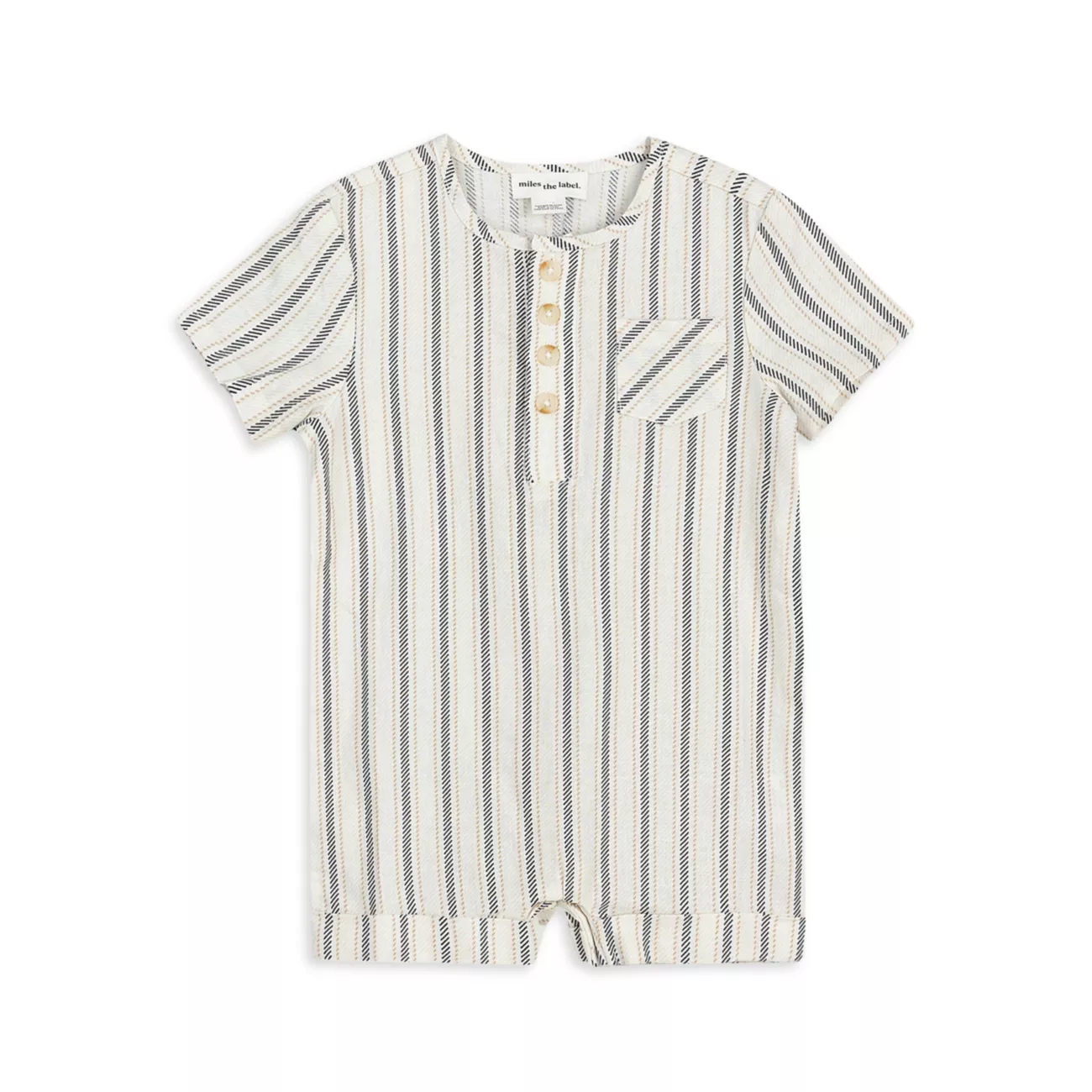 Baby Boy's Striped Henley Romper Miles the Label