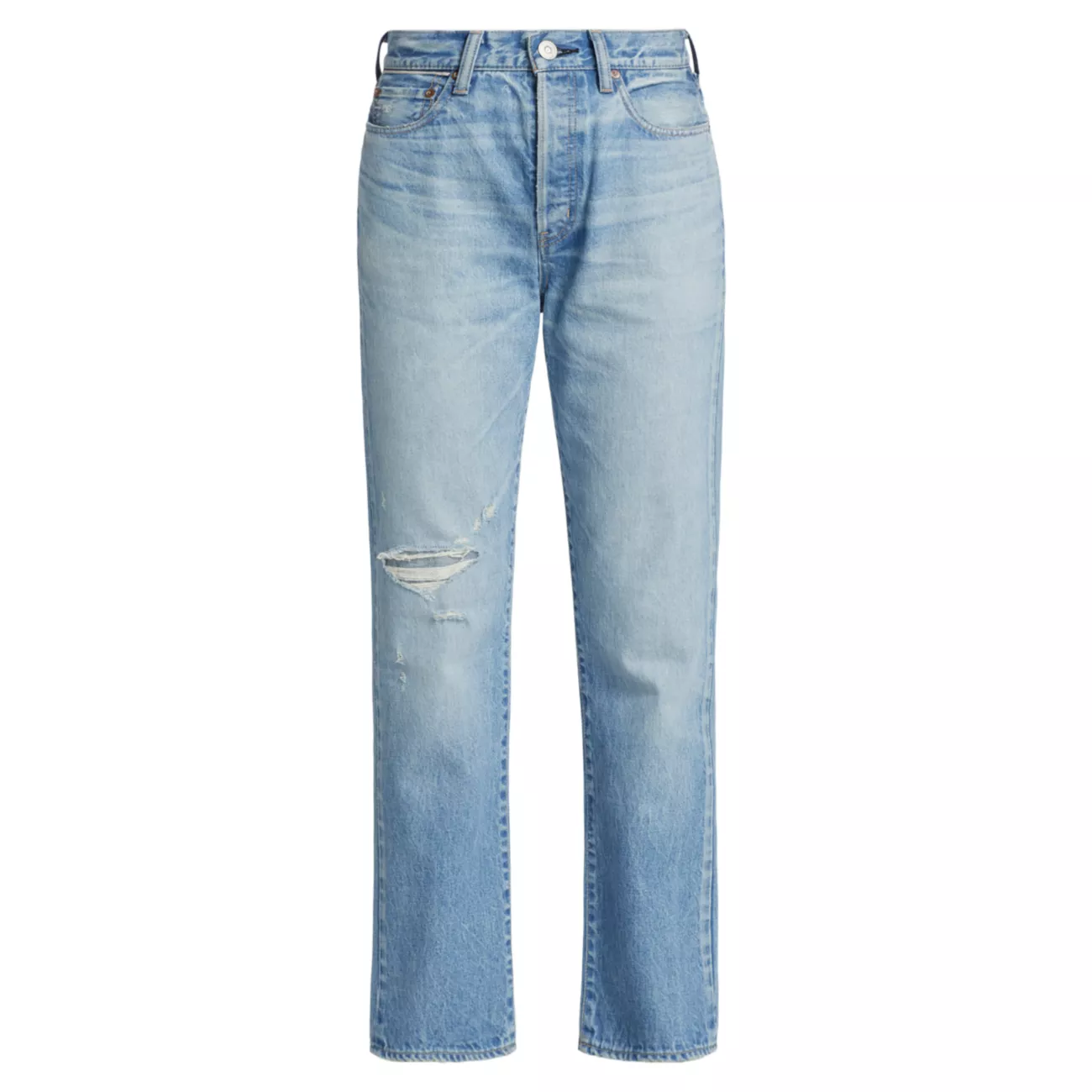 Cliffdale High-Rise Distressed Straight Jeans Moussy Vintage
