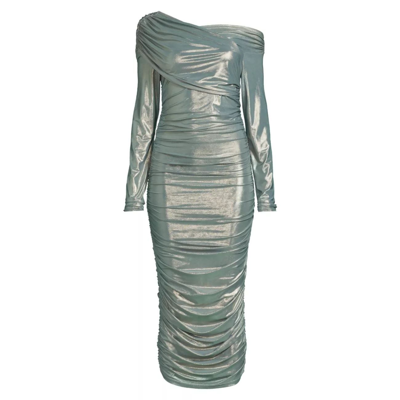 Metallic Ruched Midi-Dress Undra Celeste