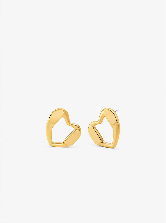 Precious Metal-Plated Brass Heart Stud Earrings Michael Kors