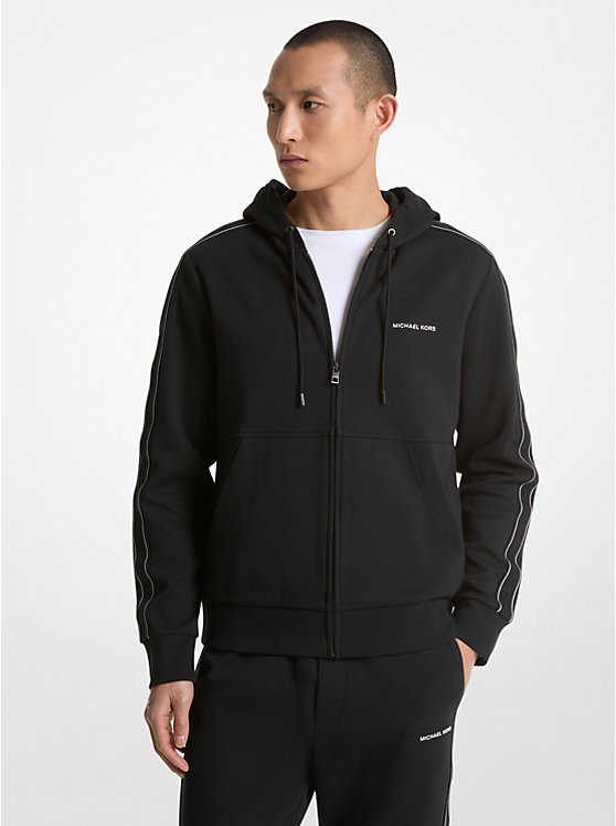 Мужское Худи Michael Kors Logo Tape Cotton Blend Zip-Up Michael Kors Mens