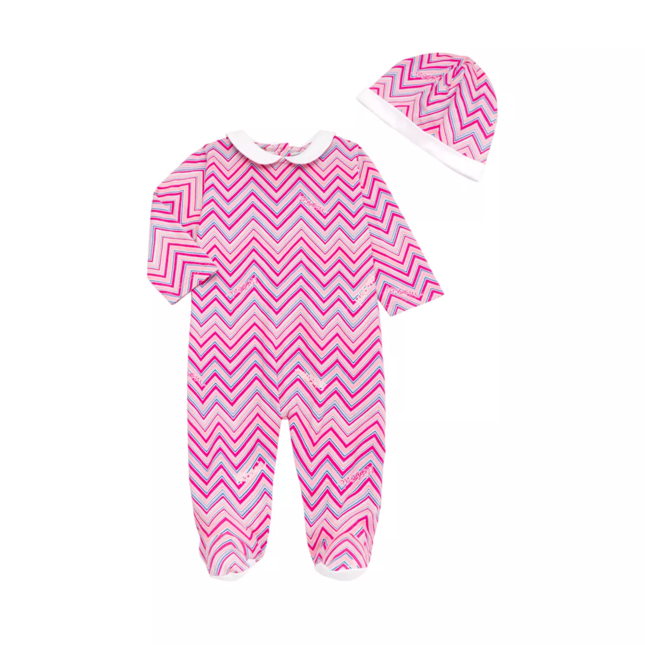 Baby Girl's Chevron Collared Footie &amp; Beanie Set Missoni