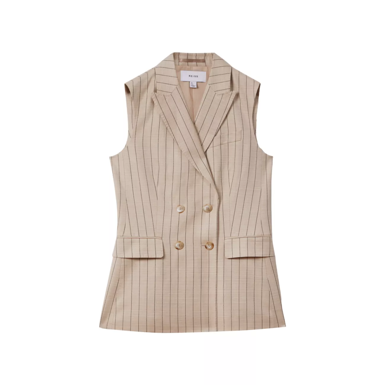 Odette Pinstriped Wool-Blend Vest REISS