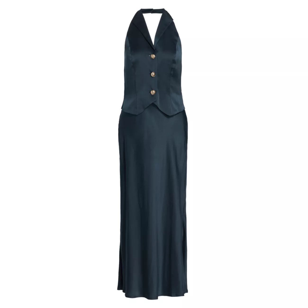 Estella Satin Silk Waistcoat Midi-Dress RIXO