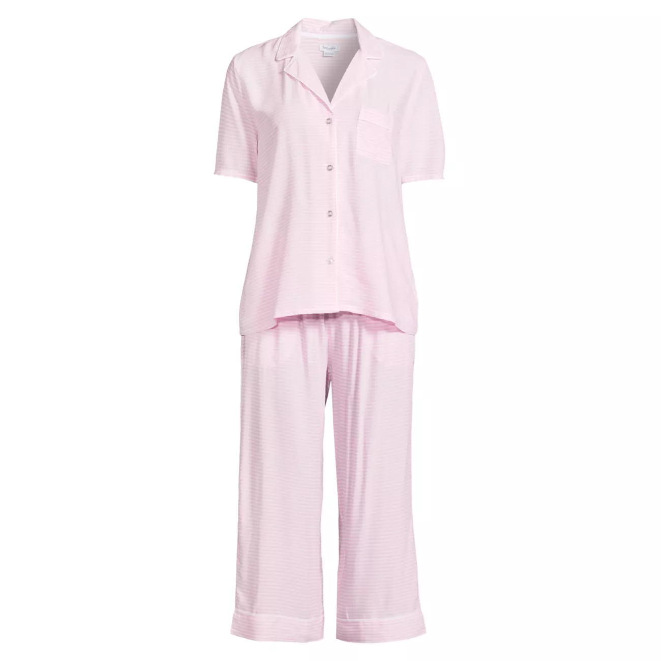 2-Piece Button-Front Shirt &amp; Crop Pant Pajamas Splendid