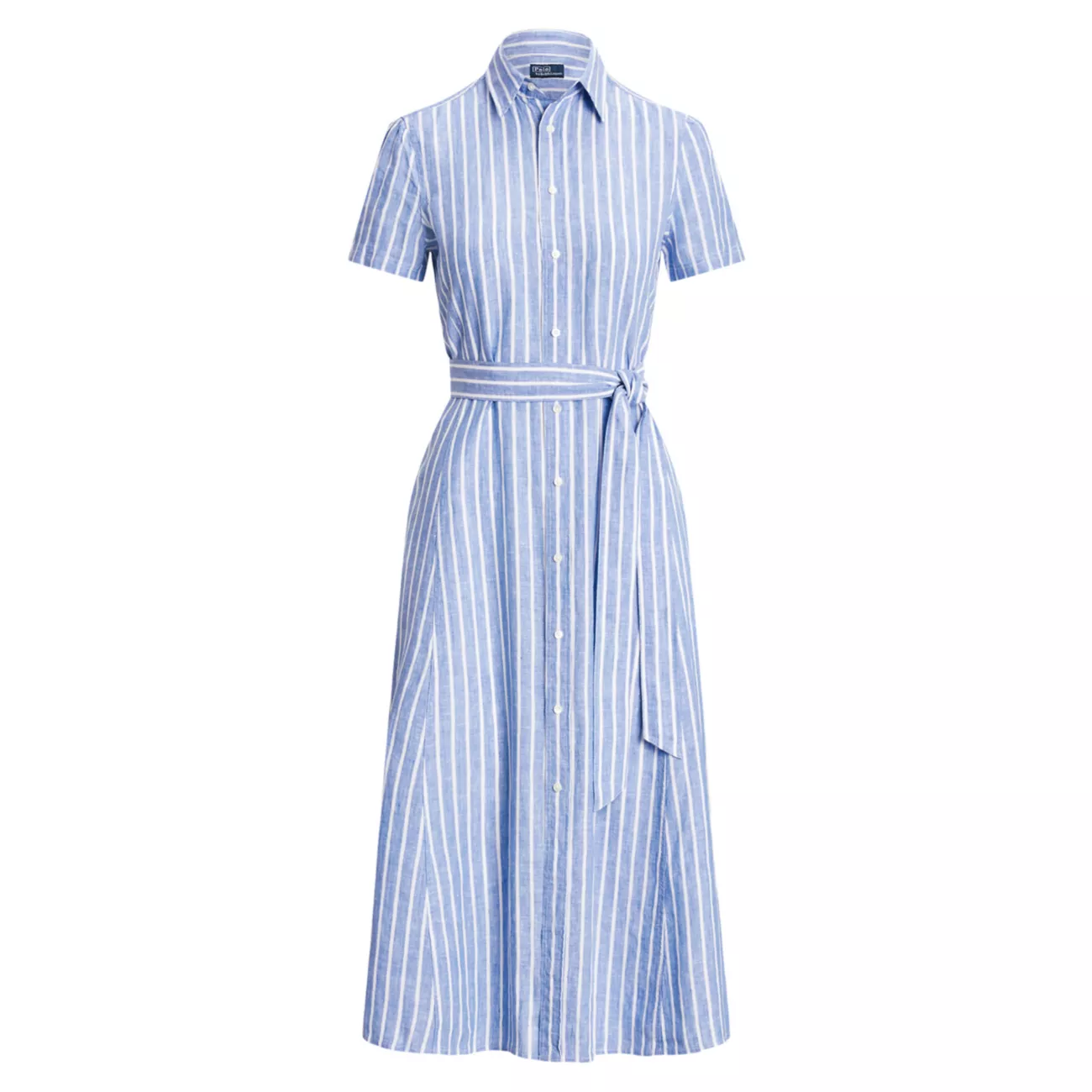 Striped Linen Self-Tie Shirtdress Polo Ralph Lauren