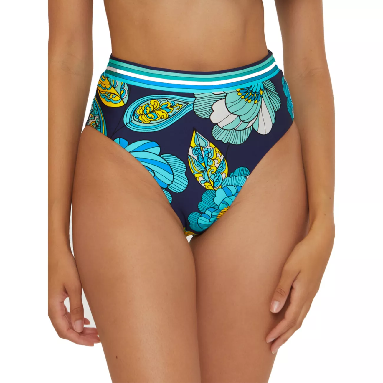 Pirouette Floral High-Waisted Bikini Bottom Trina Turk