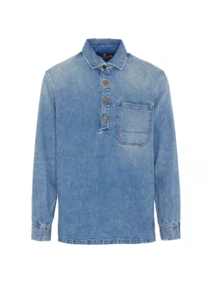 Washed Denim Polo Shirt 7 For All Mankind
