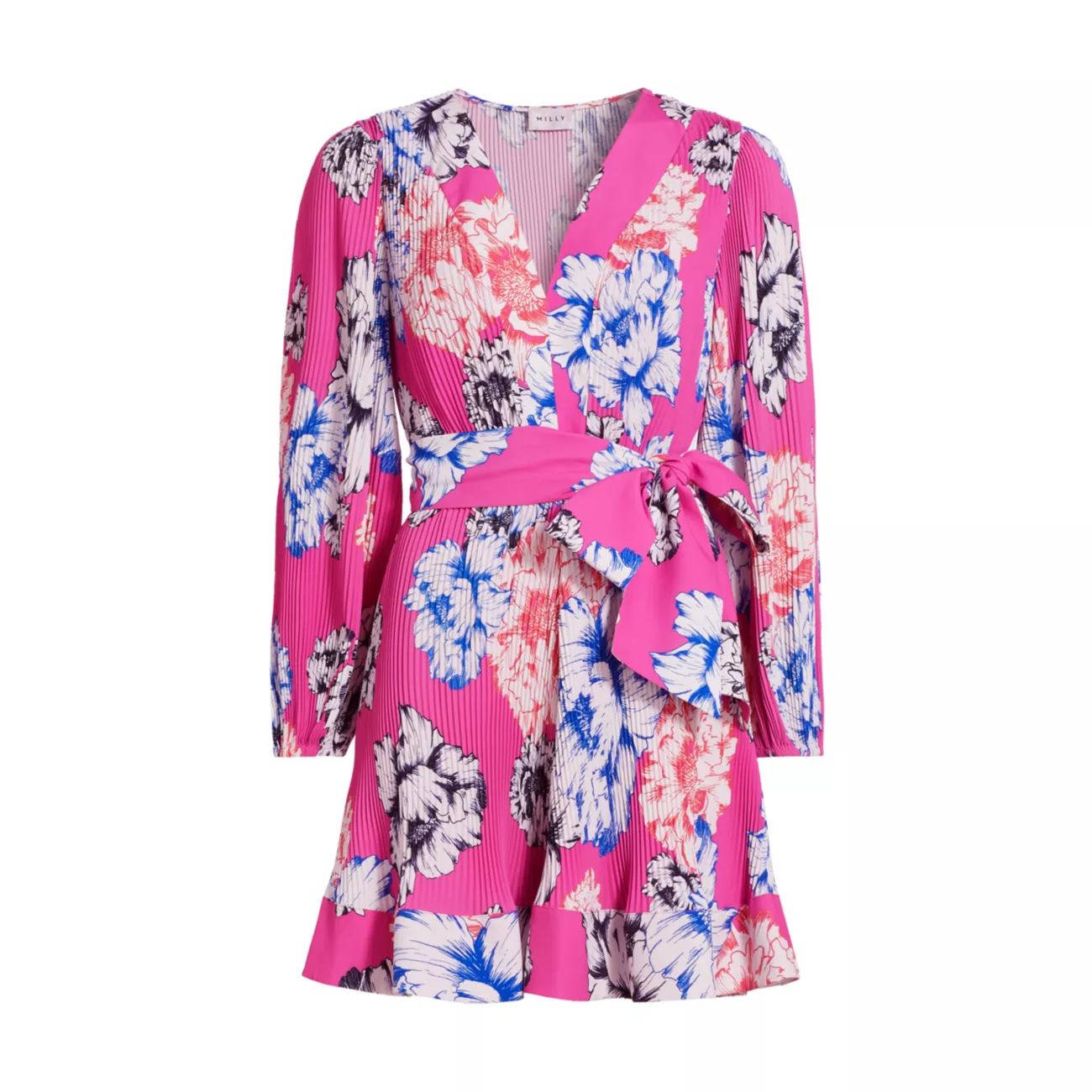 Liv Petals In Bloom Pleated Minidress MILLY