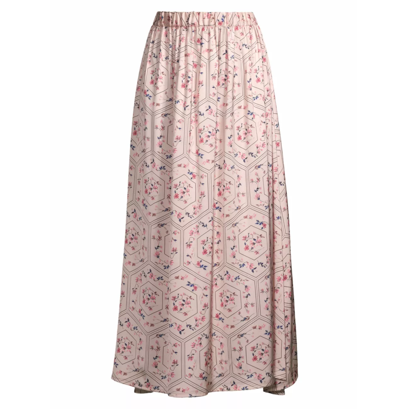 Floral Print Pleated A-Line Maxi Skirt Misook