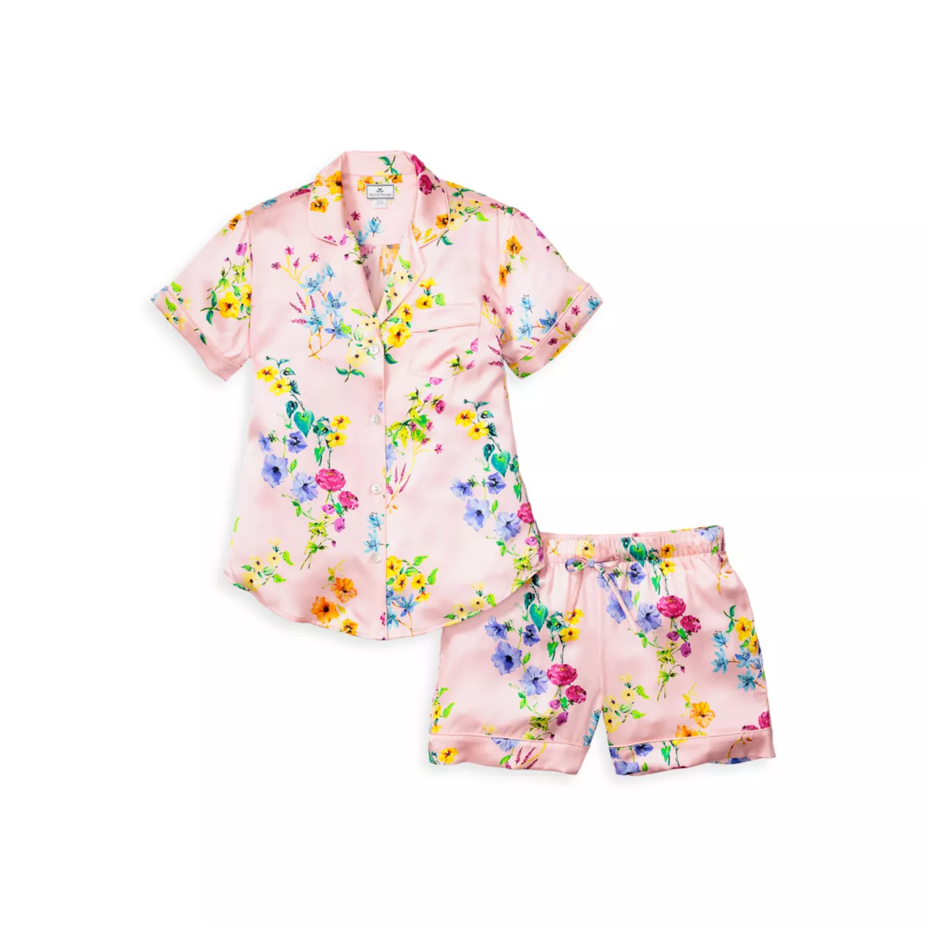 Mulberry Silk Botanical Pajama Shorts Set Petite Plume