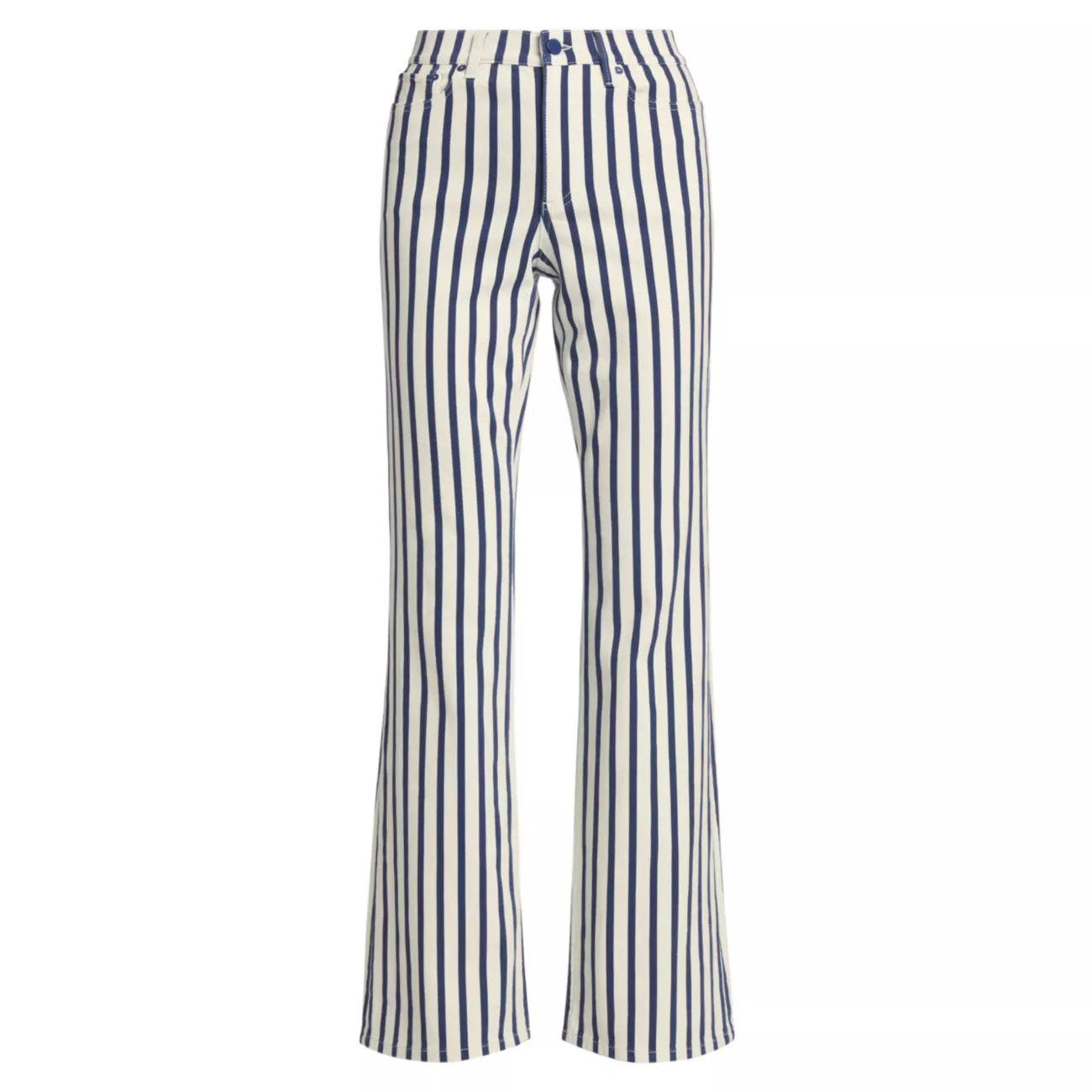 Keira Mid-Rise Striped Stretch Boot-Cut Jeans Alice + Olivia