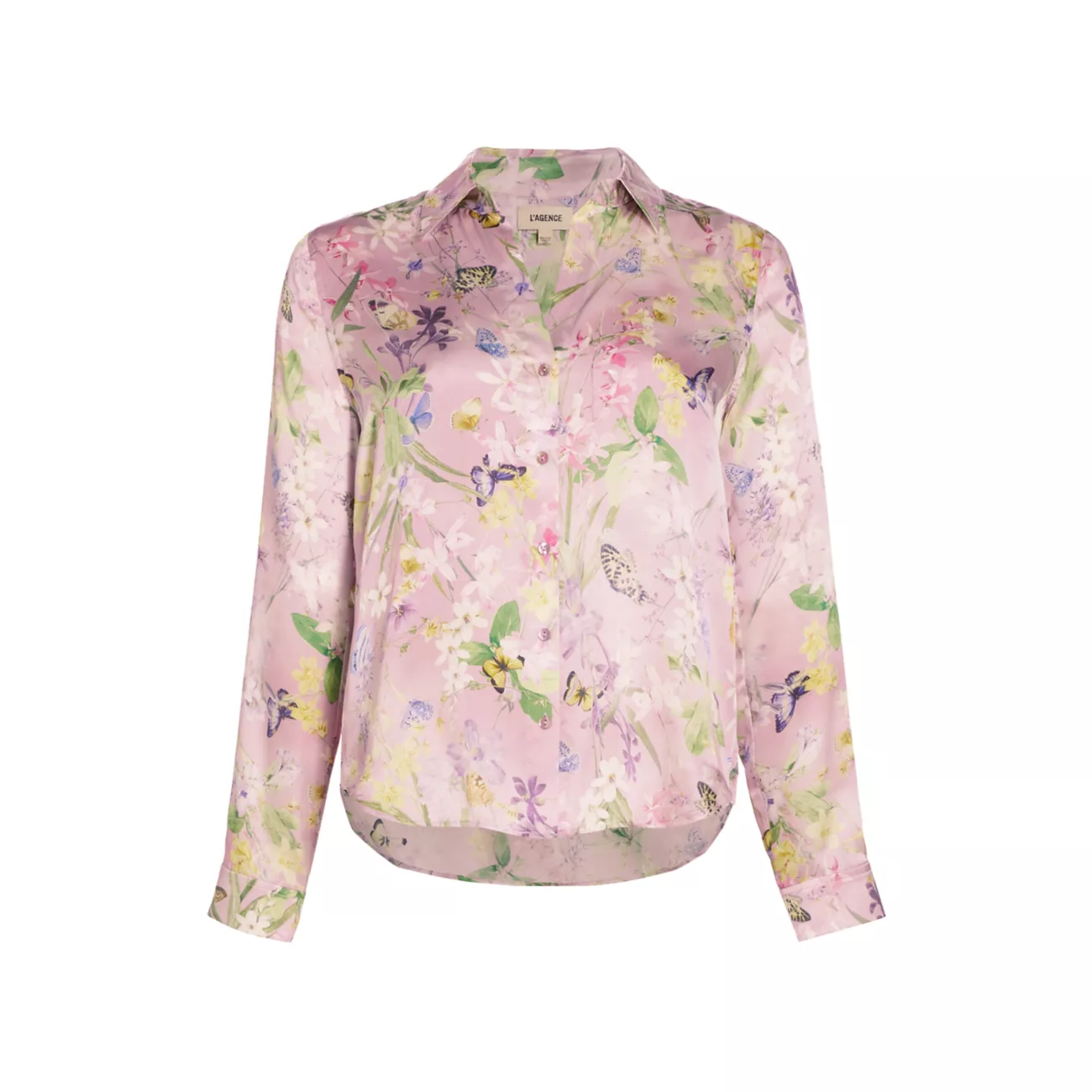 Tyler Floral Silk Button-Front Blouse L'AGENCE