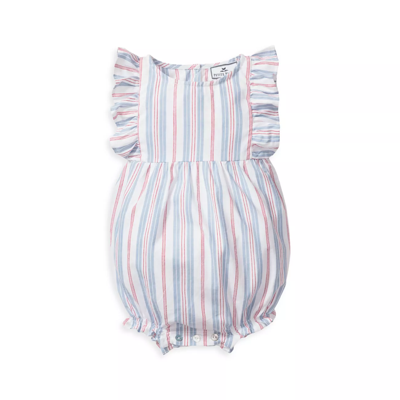 Baby Girl's Vintage French Stripes Ruffled Bubble Romper Petite Plume