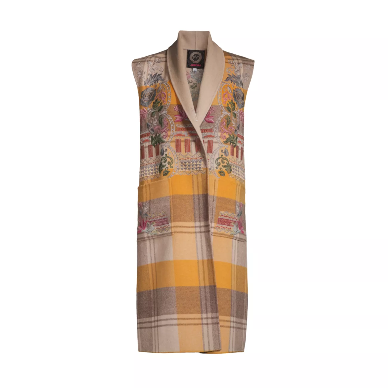 Molly Embroidered Plaid Vest Johnny Was