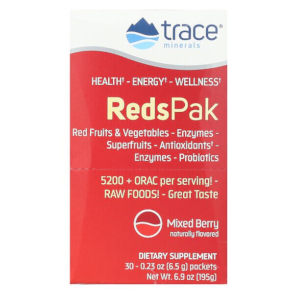 Reds Pak, Mixed Berry, 30 Packets, 0.23 oz (6.5 g) Each Trace Minerals Research
