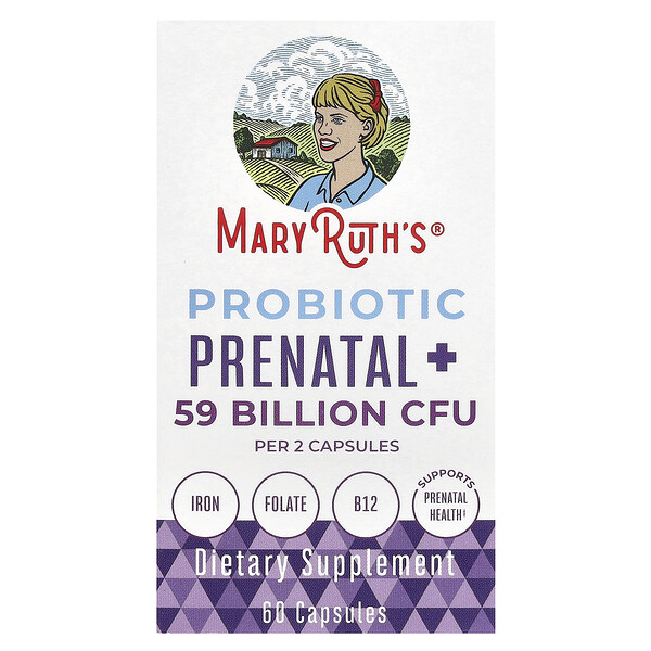 Probiotic Prenatal +, 59 Billion CFU, 60 Capsules (29.5 Billion CFU per Capsule) MaryRuth's