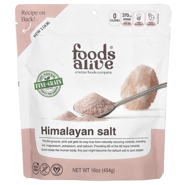 Himalayan Salt, Fine Ground, 16 oz (454 g) Foods Alive