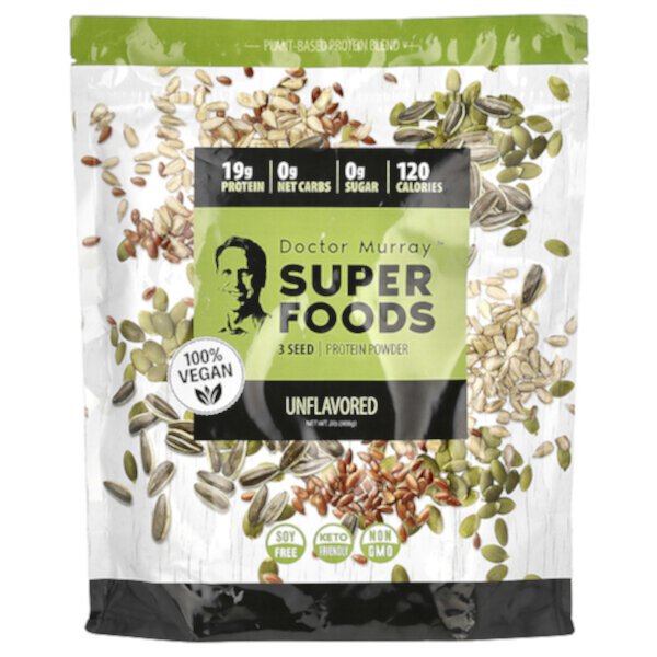 Super Foods, 3 Seed Protein Powder, Unflavored , 2 lb (908 g) Dr. Murray's