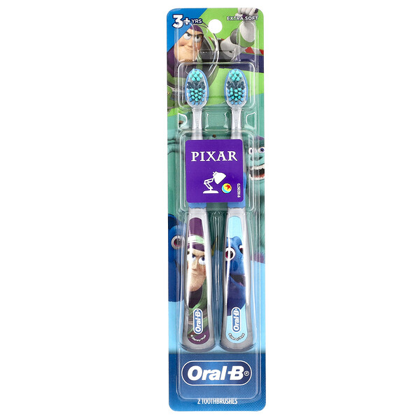Toothbrush, Extra Soft, 3+ Years, Pixar, 2 Toothbrushes Oral-B