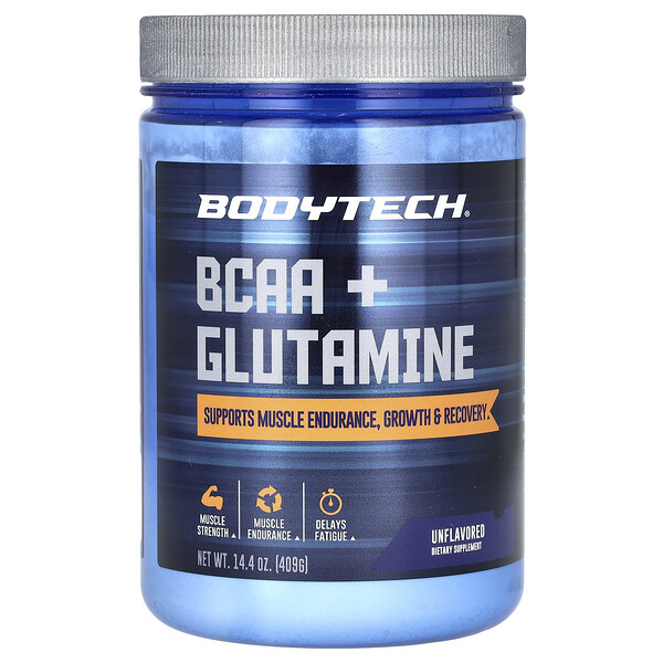 BCAA + Glutamine, Unflavored, 14.4 oz (409 g) BodyTech