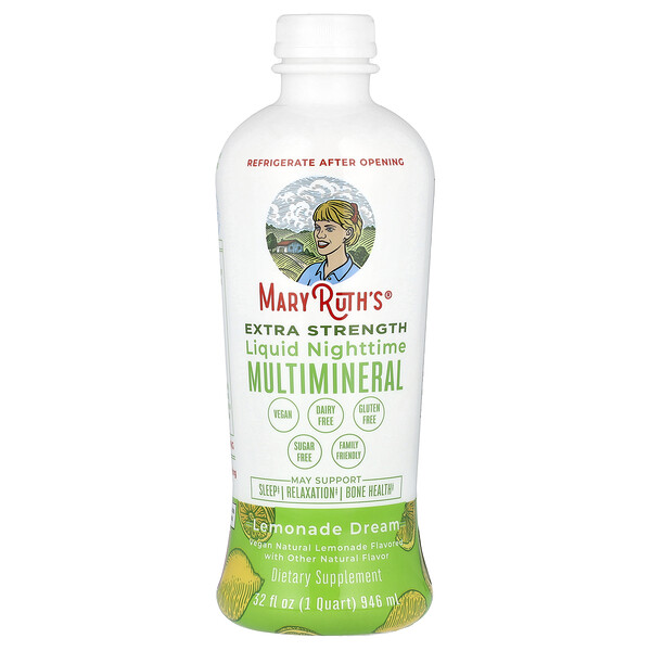 Liquid Nighttime Multimineral, Extra Strength, Lemonade Dream, 32 fl oz (946 ml) MaryRuth's
