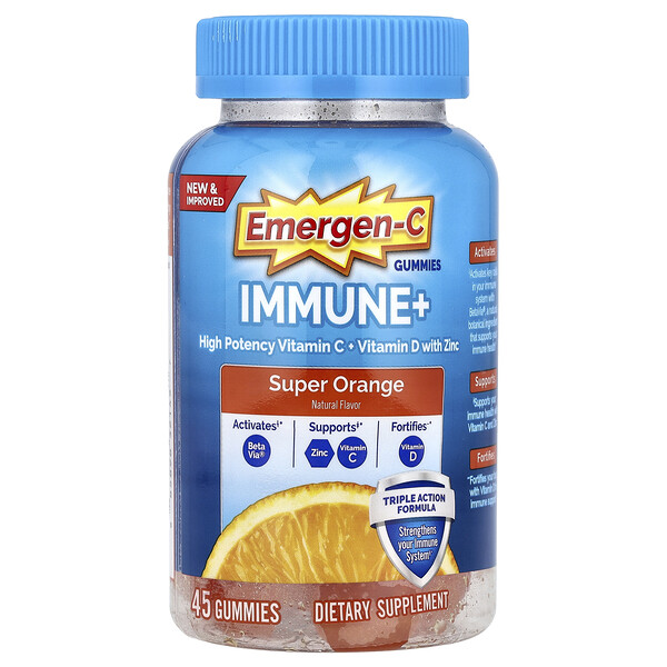 Immune+ Gummies, Super Orange, 45 Gummies Emergen-C