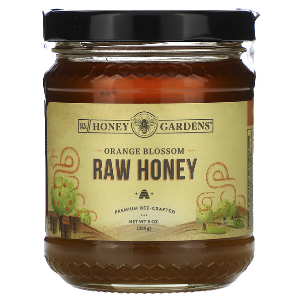 Raw Honey, Orange Blossom, 9 oz (255 g) Honey Gardens