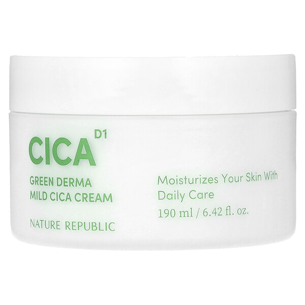 CICA D1,  Green Derma Mild CICA Cream, 6.42 fl oz (190 ml) Nature Republic
