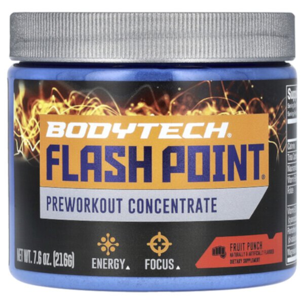 Flash Point, Preworkout Concentrate, Fruit Punch , 7.6 oz (216 g) BodyTech