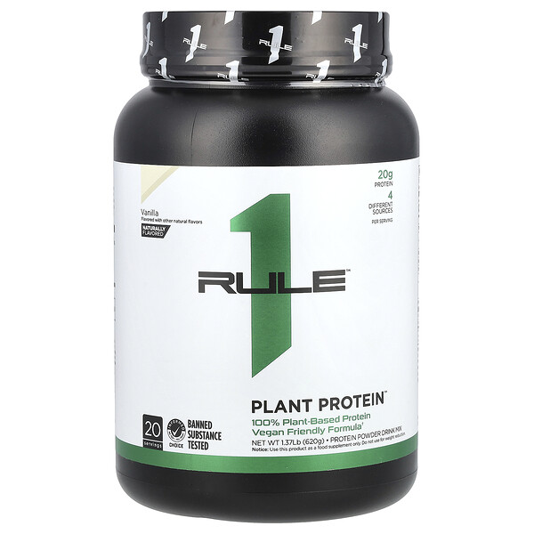 Plant Protein Powder Drink Mix, Vanilla, 1.37 lb (620 g) Rule One Proteins