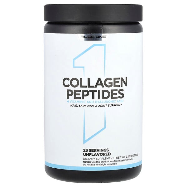 Collagen Peptides + Vitamin C and Hyaluronic Acid, Unflavored, 9.26 oz (262.5 g) Rule One Proteins