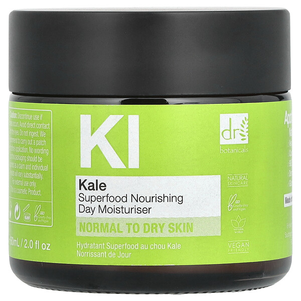 Superfood Nourishing Day Moisturiser, For Normal to Dry Skin, Kale, 2 fl oz (60 ml) Dr. Botanicals