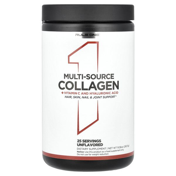 Multi-Source Collagen + Vitamin C & Hyaluronic Acid, Unflavored, 9.26 oz (262.5 g) Rule One Proteins