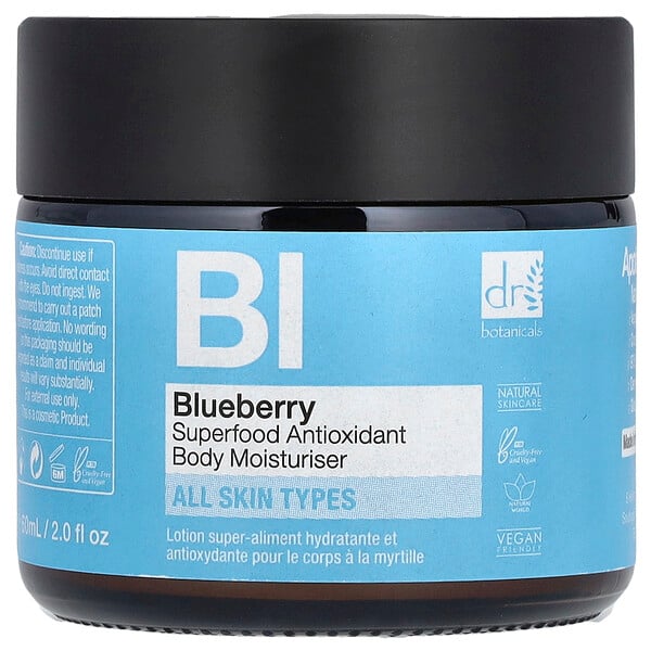 Superfood Antioxidant Body Moisturiser, Blueberry, 2 fl oz (60 ml) Dr. Botanicals