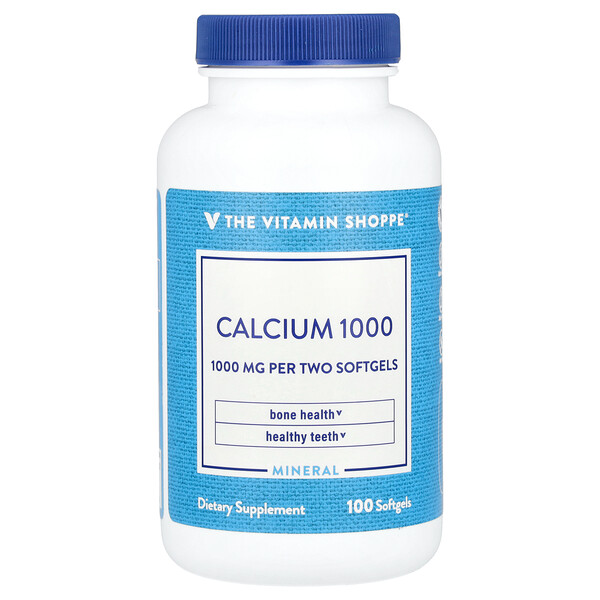 Calcium 1000, 1,000 mg, 100 Softgels (500 mg per Capsule) The Vitamin Shoppe